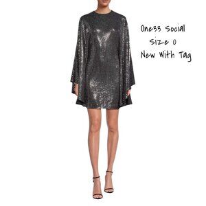 One33 Social Shimmer Circle Minidress Silver Size 0 New With Tag
